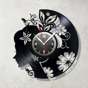 Hairdresser clock Hair salon Vintage clock Hairdresser wall clock Barber salon Beauty salon Clock wall decor Record clock Hair salon gifts