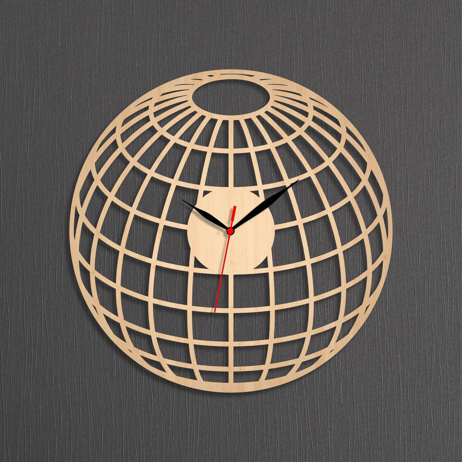 Globe Clock Wooden Clock Wall Clock Earth Globe World Map Geography