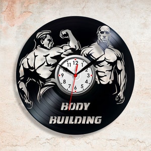 Record clock Bodybuilding Body building clock Muscles anatomy Fitness studio decor Weightlifting Coach gift Powerlifting clock Sport clocks