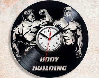 Record clock Bodybuilding Body building clock Muscles anatomy Fitness studio decor Weightlifting Coach gift Powerlifting clock Sport clocks