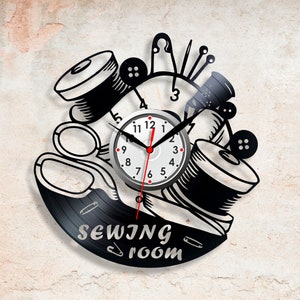 Sewing Wall clock Sewing machine Clock online Sewing instruments Gifts for woman Sewing quotes Sewing room art Handmade craft Xmas presents Style 3