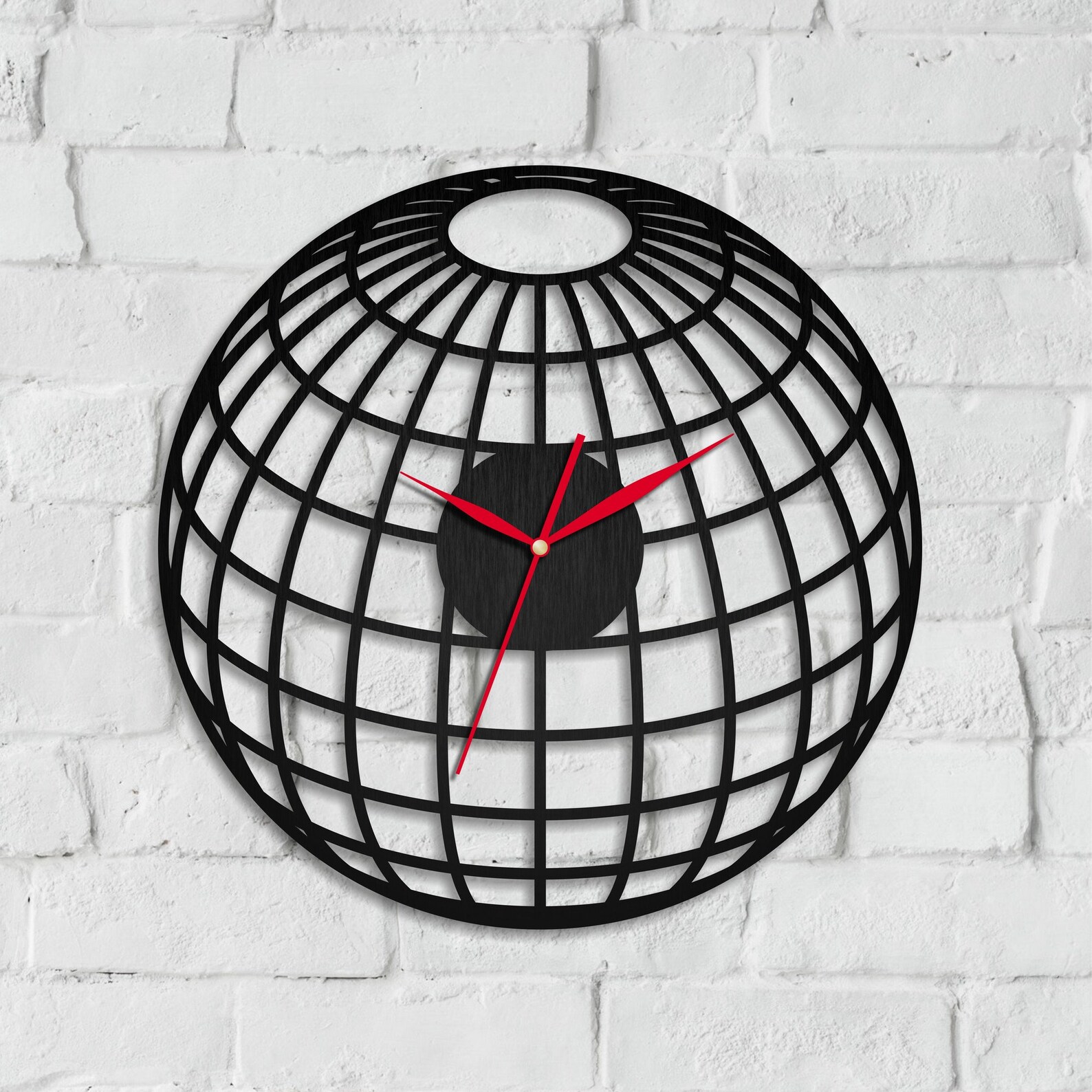 Globe Clock Wooden Clock Wall Clock Earth Globe World Map Geography