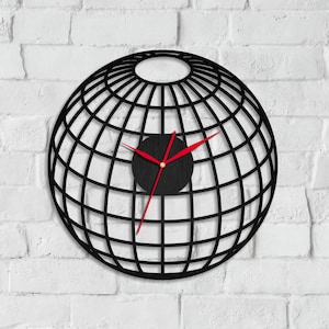 Globe klok houten klok muur klok aarde Globe wereld kaart geografie Wall Art witte klok unieke giftidee vrienden Globe klok zonder nummer