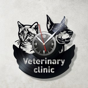 Veterinary clinic Wall clock Vet clock Doberman clock Vintage clock Veterinary clinic clock Animal clinic clock Pet clinic clock Vet clinic