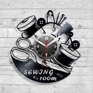 Sewing Wall clock Sewing machine Clock online Sewing instruments Gifts for woman Sewing quotes Sewing room art Handmade craft Xmas presents Style 1