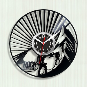 Record clock Rock climbing gifts Rock climbing art Design mountains Mountain climbing Rock climber Climbing man Kids decor Best gift for boy