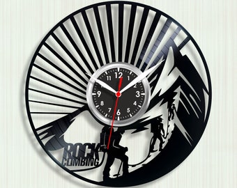 Record clock Rock climbing gifts Rock climbing art Design mountains Mountain climbing Rock climber Climbing man Kids decor Best gift for boy