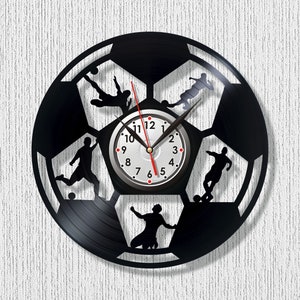 Football clock Football Vintage clocks Kids wall clock Players football clock Big football clock Record clock Black clock Original clock