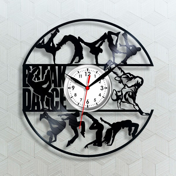 Record clock Break dance Break Dance gift HipHop fan Hobby art Vintage sport Breakdancing clock Modern gift Best record 30cm Wall clock gift