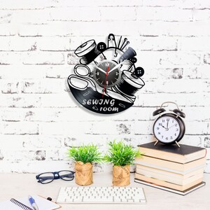 Sewing Wall clock Sewing machine Clock online Sewing instruments Gifts for woman Sewing quotes Sewing room art Handmade craft Xmas presents image 4