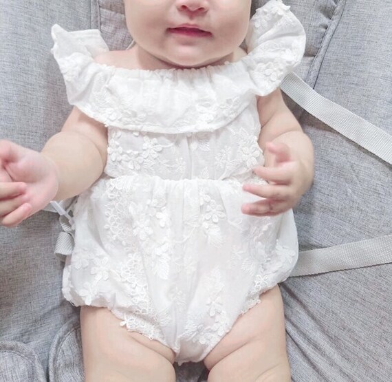 white lace romper baby girl