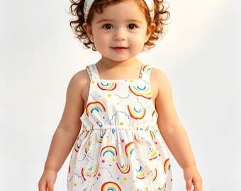 Rainbow Baby Romper with Headband, 1st Birthday Outfit