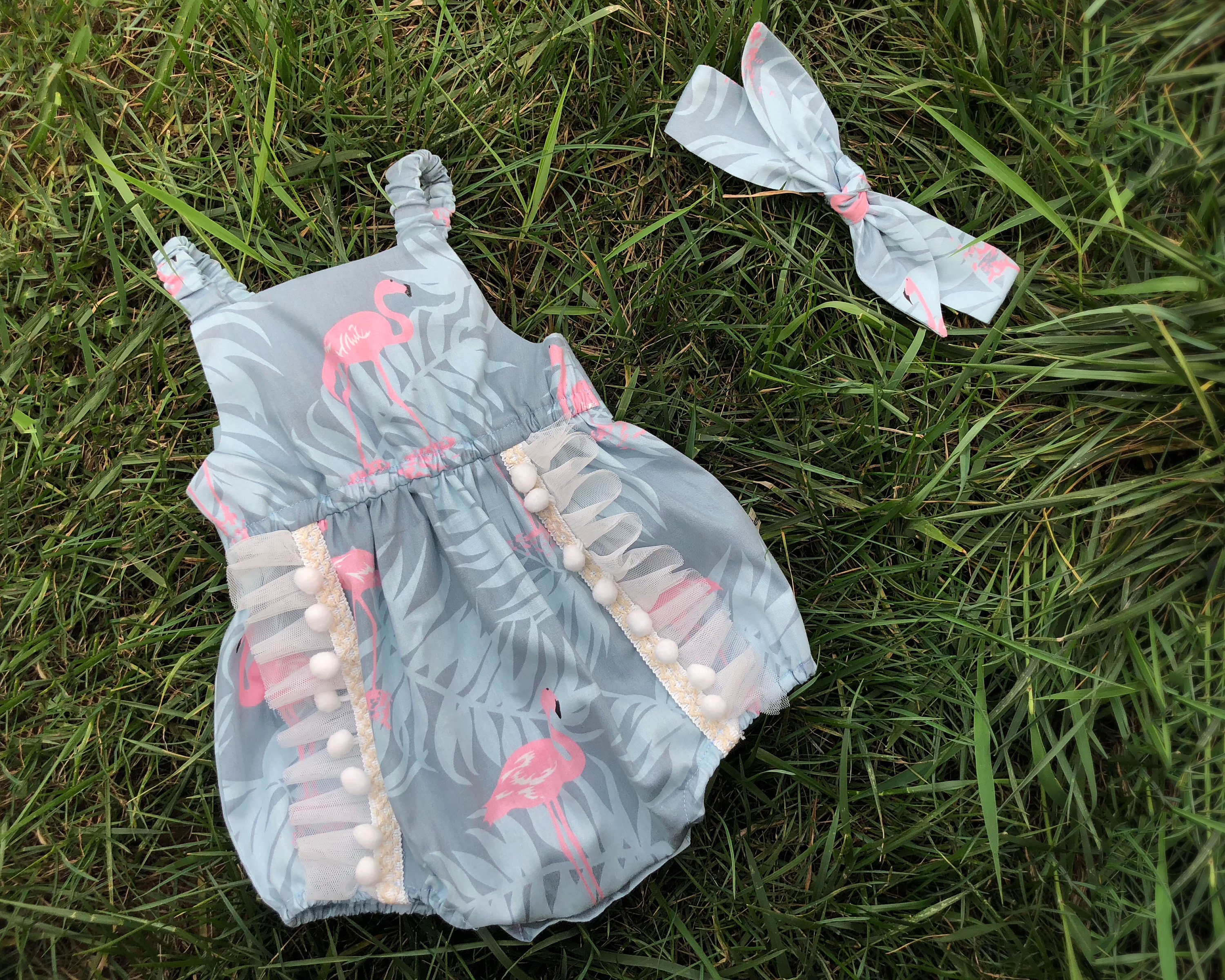 baby girl flamingo romper