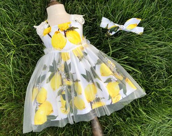 Baby Girl Dresses Easter Girl dress Girl Birthday Dress Lemon Party Little Girls Dress baby girl gift little girl dresses birthday dress