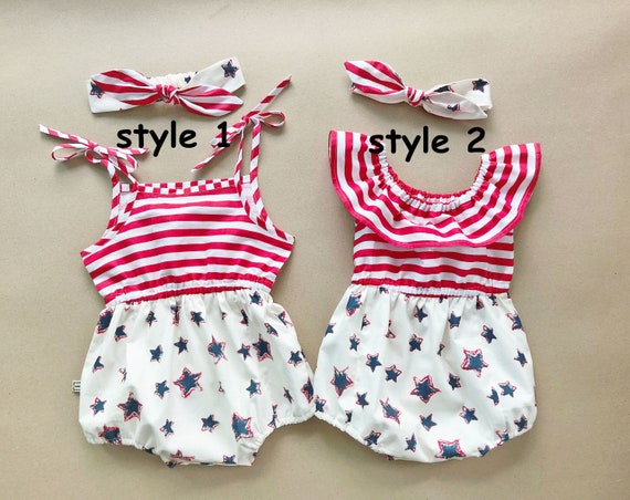 4th of july romper baby girl