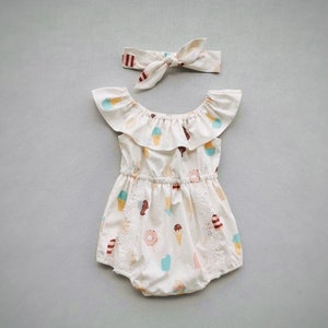 romper baby girl romper birthday outfit  Cupcake Romper ice cream romper doughnuts romper 1st First Birthday Outfit Ice Cream Baby Shower