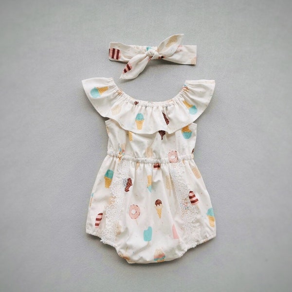 Ice Cream Girl's Romper by Ishtex