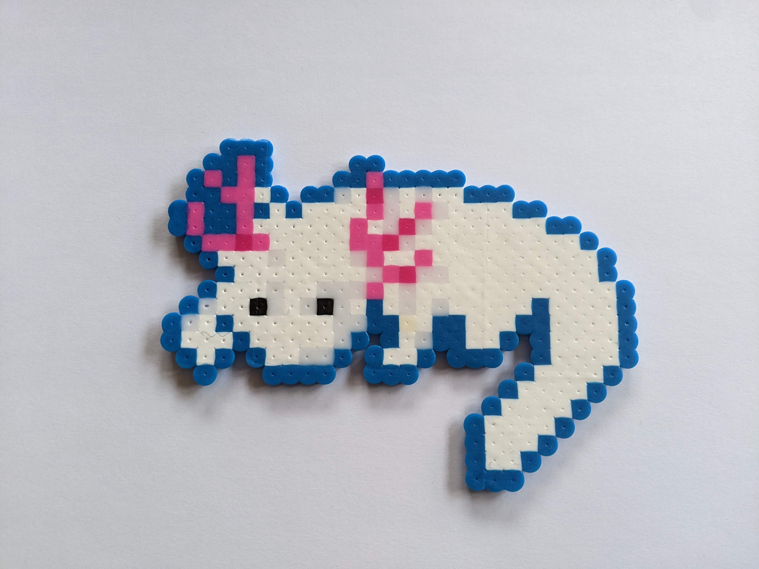 Cute and Colorful Chibi Axolotl Hama Fuse Perler Bead Art Designs 