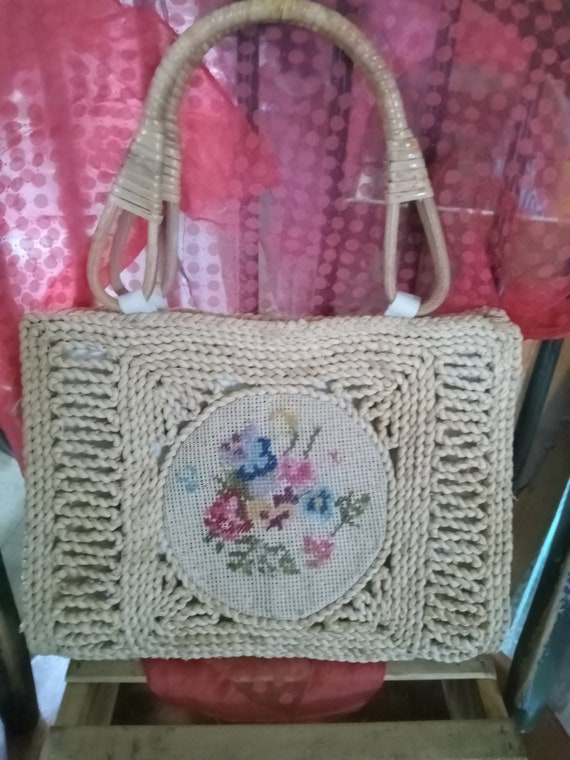 Ratton and Needle point hand bag - image 1