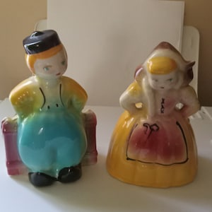 Vtg. Dutch / Holland boy and girl planters