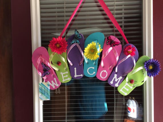 Bright and Colorful Flip Flop Welcome Sign | Etsy