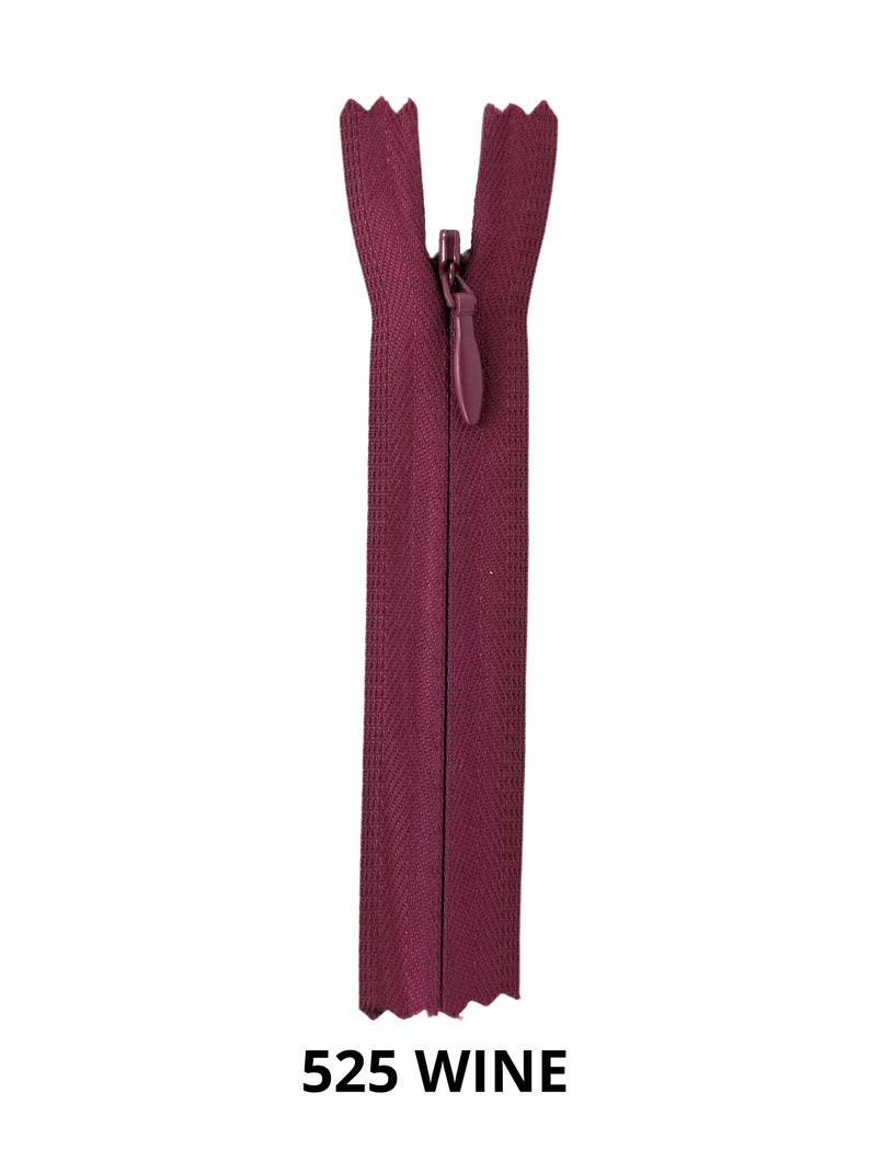 10 Invisible Zippers, Size #3, Nylon, FREE SHIPPING USA 525 WINE
