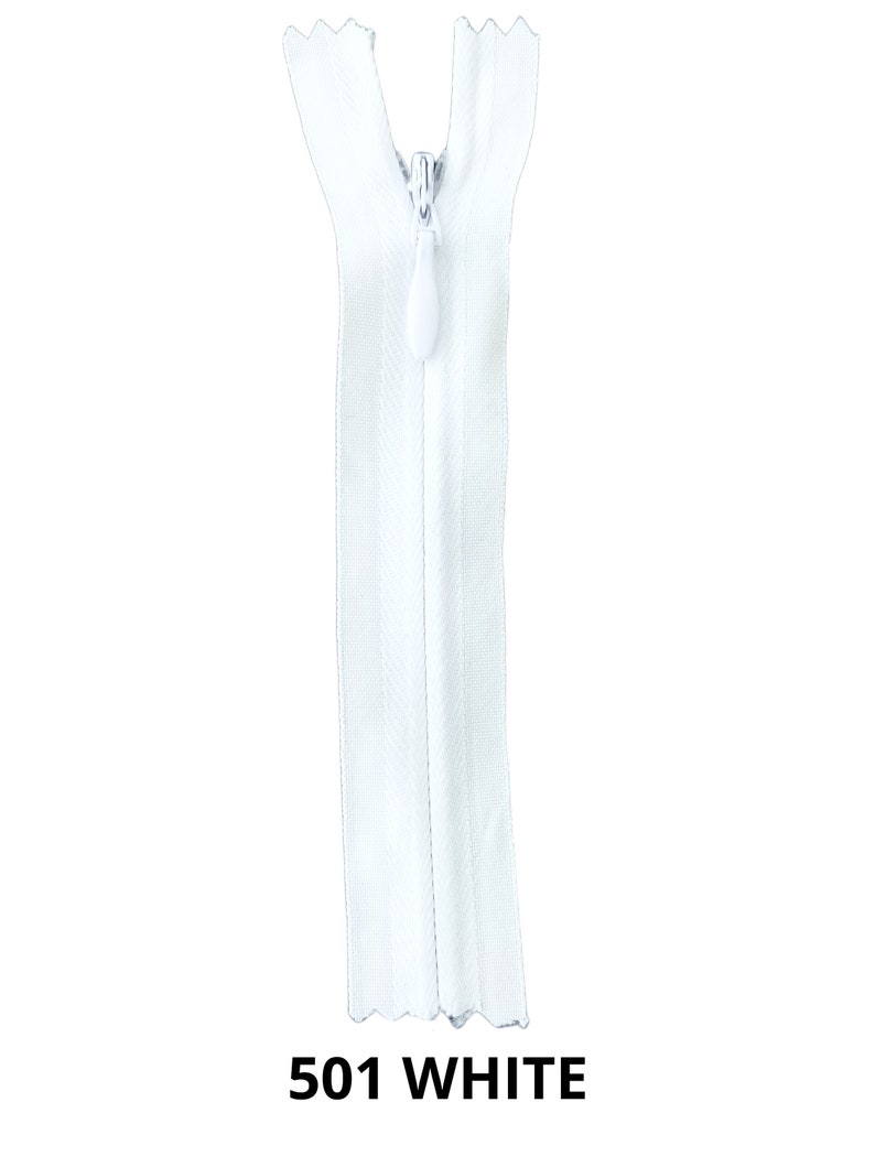 10 Invisible Zippers, Size #3, Nylon, FREE SHIPPING USA 501 WHITE