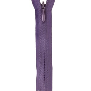 May include: A purple zipper with a silver slider. The zipper is labeled "380 DUSTY GRAPE".