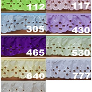 2 "Ruffled Eyelet, erhältlich in 1, 3, 5, 10 und 36 Yard Stücken, KOSTENLOSER VERSAND USA
