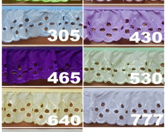 2" Ruffled Eyelet, Available in 1, 3, 5, 10 and 36 Yard Pieces, FREE SHIPPING USA