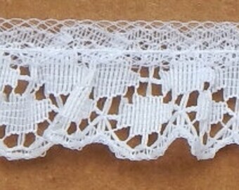 3/4" Ruffled Lace, Available in 1, 3, 5, and 10 Yard Pieces, FREE SHIPPING USA