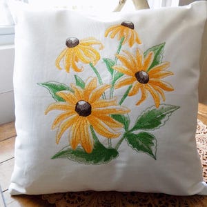 Black-Eyed Susan Sketch Toss Pillow