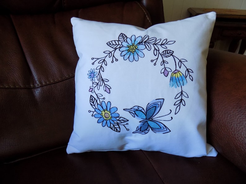 Watercolor Butterfly Wreath 1 Toss Pillow