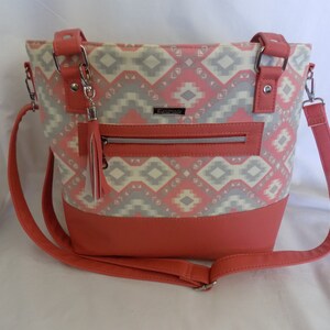 Gray and Coral Tote Bag