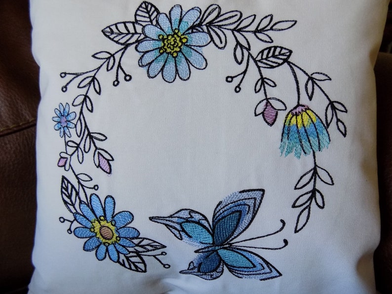 Watercolor Butterfly Wreath 1 Toss Pillow