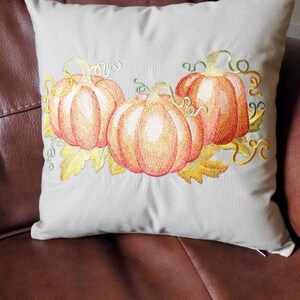 Watercolor Pumpkin Trio Toss Pillow