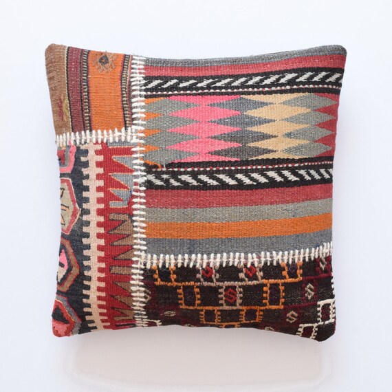 kilim pillow cover 18x18 turkish pillow case moroccan pillow 45x45 rug pillow cover southwestern tribal berber boho pillow 18x18 kilim etsy