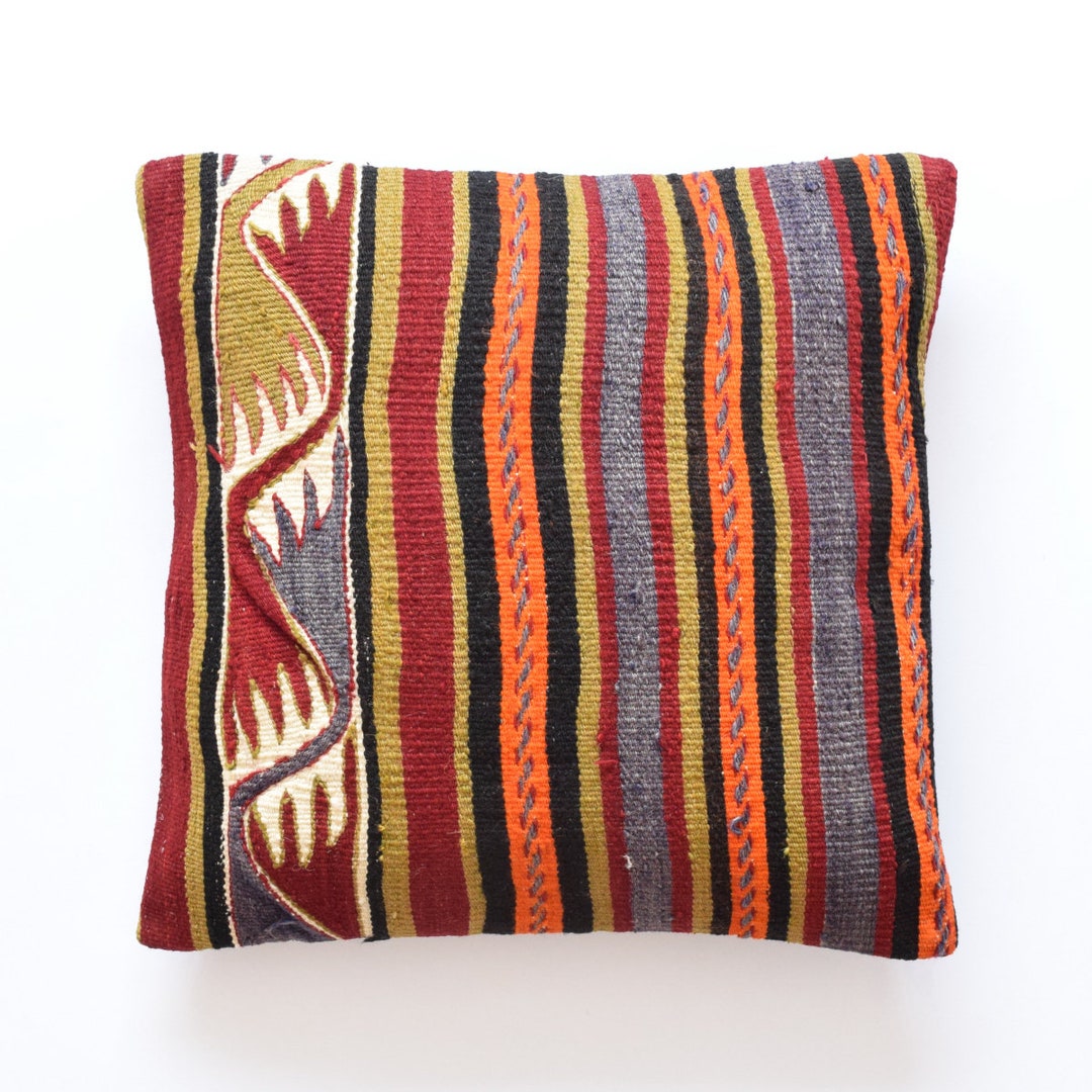 🌟 Funda De Cojín Yute Kilim Indio: Hecha A Mano, Pesada Y Con Estilo Navajo | 45x45cm Multicolor