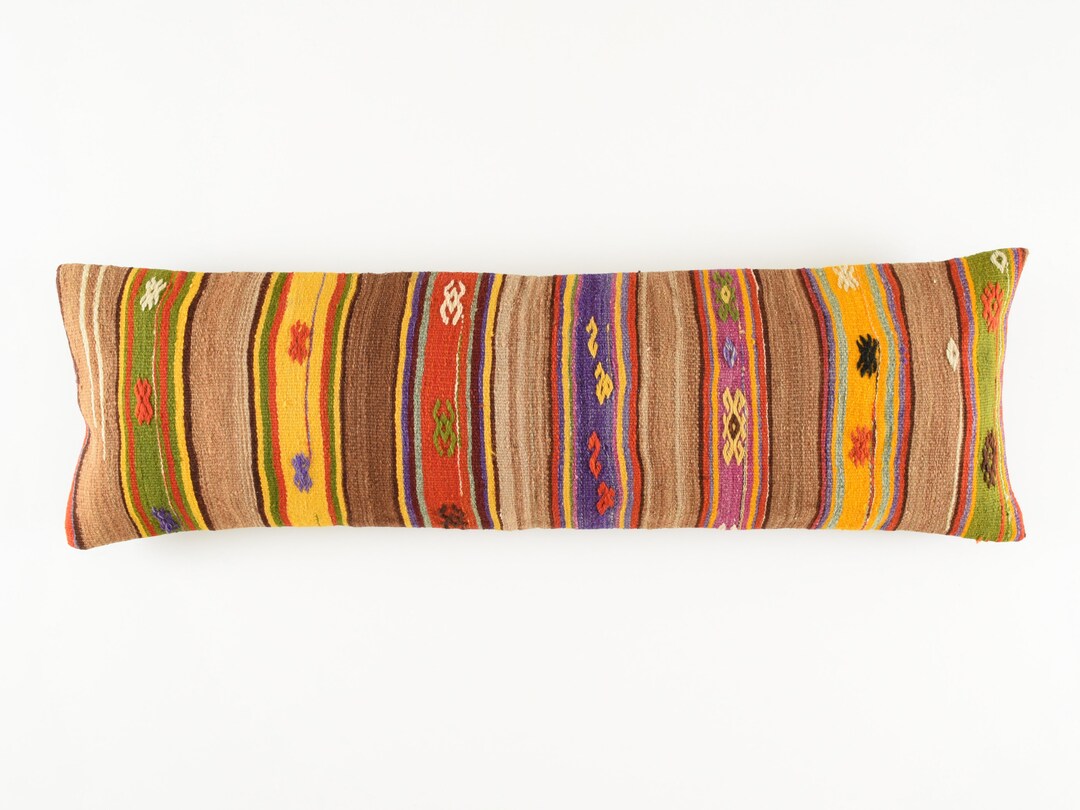 Kilim Pillow Lumbar Cover 14x48 Turkish Pillow Case Moroccan Etsy