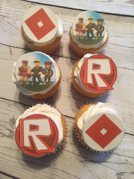 Roblox Inspired Cupcake Toppers Etsy - roblox premium edible icing birthday party cake