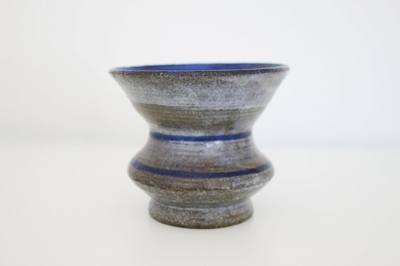青とグレーの陶器の花瓶 - Etsy 日本
