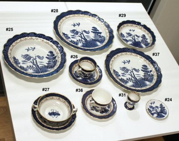 Boothsブースwillow A8025 リアルオールドウィロー チューリーン Booths Real Old Willow A8025 12” Platter with Gold Trim Blue