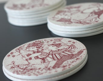 Red Bjorn Wiinblad discs from 1970&#39;s (Heavy n&#39; White series 220-270 g. / 15 cm.) Nymolle (January to December)