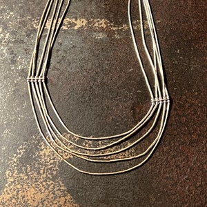 Carolyn Pollack Liquid Silver Necklace, Vintage Liquid Silver 5 Strand Necklace, Sterling Silver 5 Strand Necklace, Carolyn Pollack Necklace