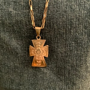 Vintage Maltese Cross Necklace, Vintage Maltese Stamped Cross Chain Necklace, Sterling Silver Cross Necklace, Sterling Silver Handmade Chain
