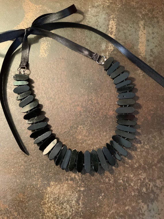 Whitby Jet Collar Necklace, Victorian Black Whitb… - image 2