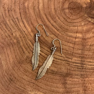 925 Feather Dangle Earrings, Vintage Sterling Silver Dangle Earrings, Feather Dangle Earrings, Sterling Silver Feather Dangle Earrings image 3