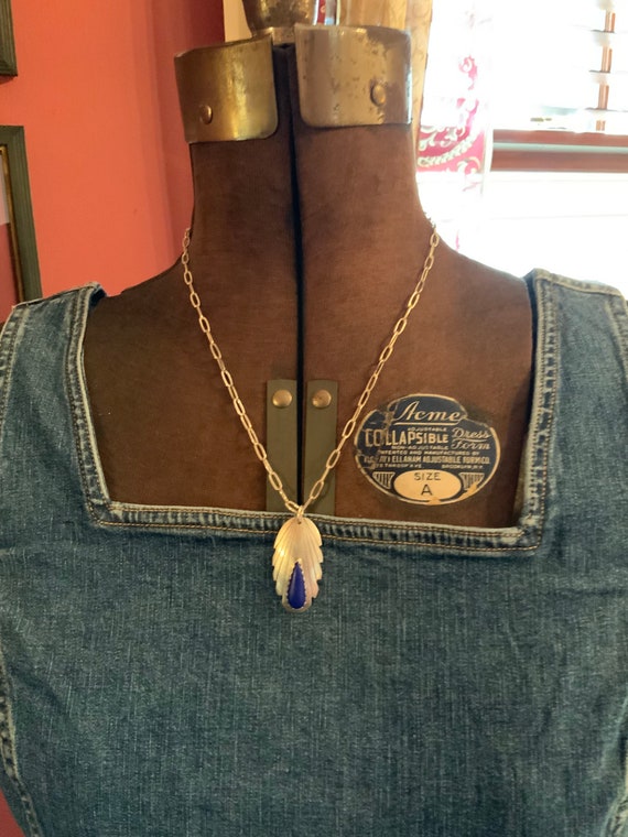 Navajo Blue Pendant Necklace, Vintage Ben Shiley … - image 5