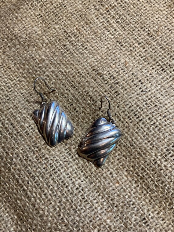 Vintage 925 Fluted Dangle Earrings, Sterling Silv… - image 4