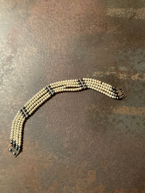Edwardian Seed Pearl 4 Strand Bracelet, Antique S… - image 1